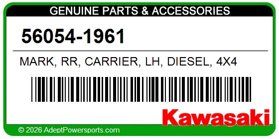 Kawasaki 56054-1961 Mark, Rr, Carrier, Lh, Diesel, 4X4