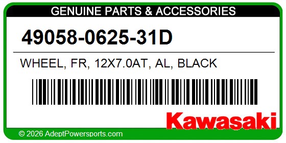 Kawasaki 49058-0625-31D Wheel, Fr, 12X7.0At, Al, Black