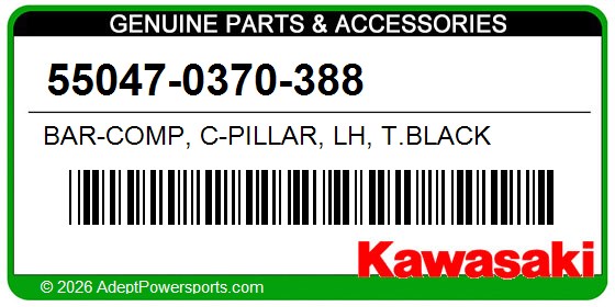 Kawasaki 55047-0370-388 Bar-Comp, C-Pillar, Lh, T.Black