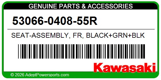 Kawasaki 53066-0408-55R Seat-Assembly, Fr, Black+Grn+Blk