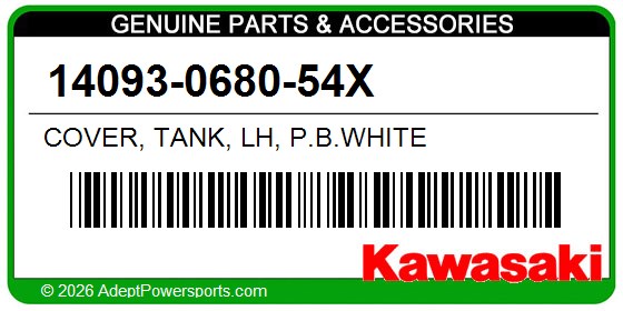 Kawasaki 14093-0680-54X Cover, Tank, Lh, P.B.White