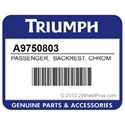 Triumph A9750803 Passenger, Backrest, Chrome, Kit
