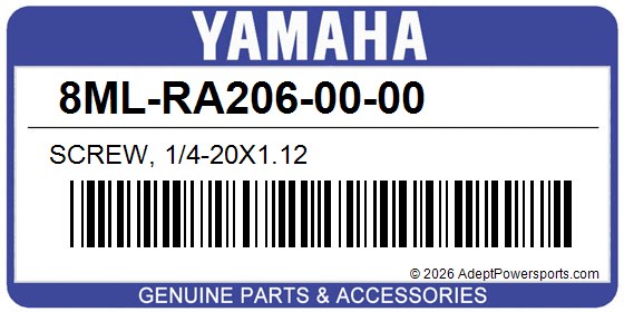 Yamaha 8ML-RA206-00-00 Screw, 1/4-20X1.12