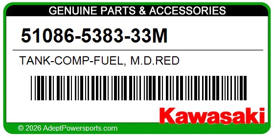 Kawasaki 51086-5383-33M Tank-Comp-Fuel, M.D.Red