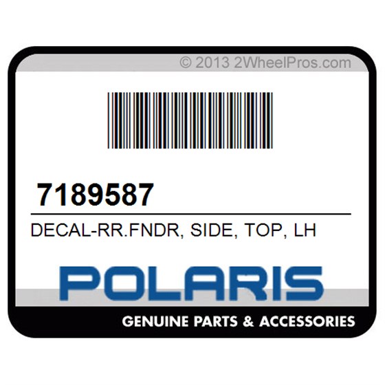 Polaris 7189587 Decal-Rr.Fndr, Side, Top, Lh