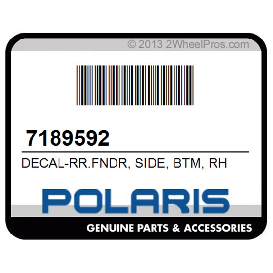 Polaris 7189592 Decal-Rr.Fndr, Side, Btm, Rh