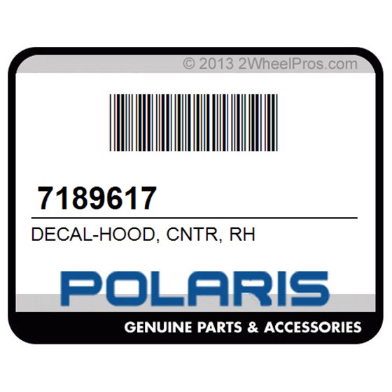 Polaris 7189617 Decal-Hood, Cntr, Rh