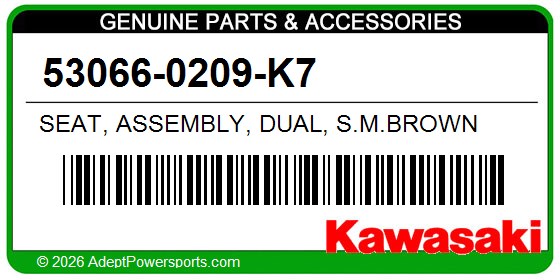 Kawasaki 53066-0209-K7 Seat, Assembly, Dual, S.M.Brown