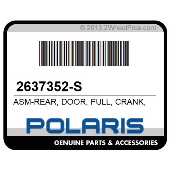 Polaris 2637352-S Asm-Rear, Door, Full, Crank, Lh