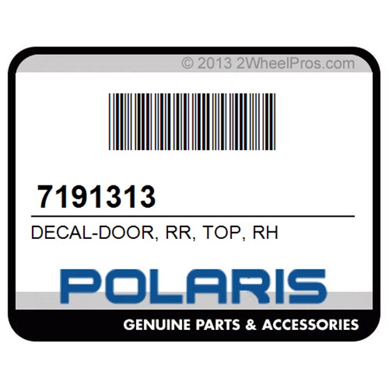 Polaris 7191313 Decal-Door, Rr, Top, Rh