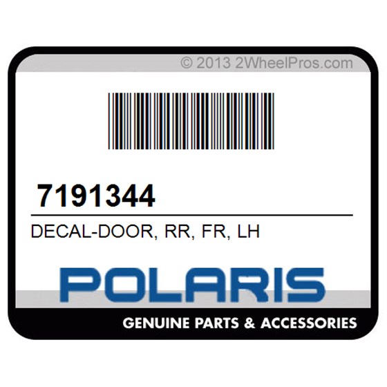 Polaris 7191344 Decal-Door, Rr, Fr, Lh