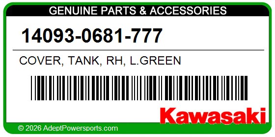 Kawasaki 14093-0681-777 Cover, Tank, Rh, L.Green