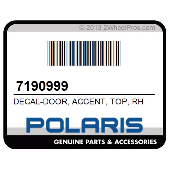 Polaris 7190999 Decal-Door, Accent, Top, Rh