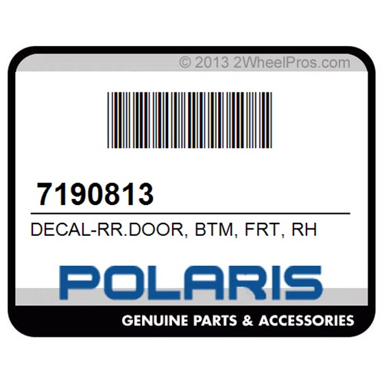 Polaris 7190813 Decal-Rr.Door, Btm, Frt, Rh