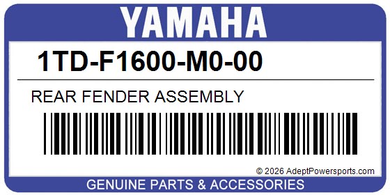 Yamaha 1TD-F1600-M0-00 Rear Fender Assembly