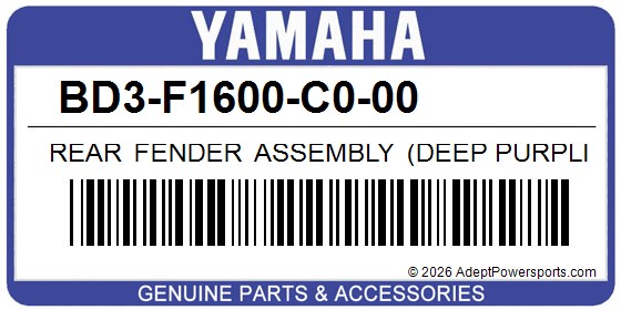 Yamaha BD3-F1600-C0-00 Rear Fender Assembly (Deep Purplish Blue Solid E)