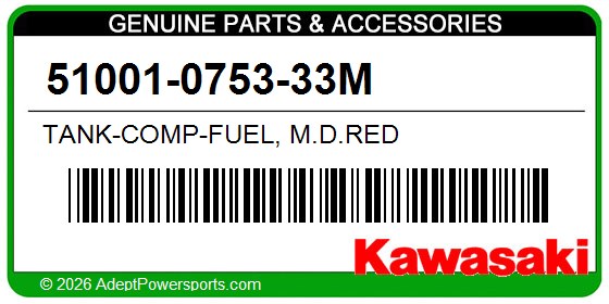 Kawasaki 51001-0753-33M Tank-Comp-Fuel, M.D.Red