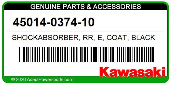 Kawasaki 45014-0374-10 Shockabsorber, Rr, E, Coat, Black
