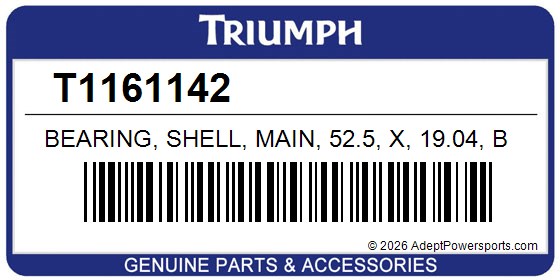 Triumph T1161142 Bearing, Shell, Main, 52.5, X, 19.04, B