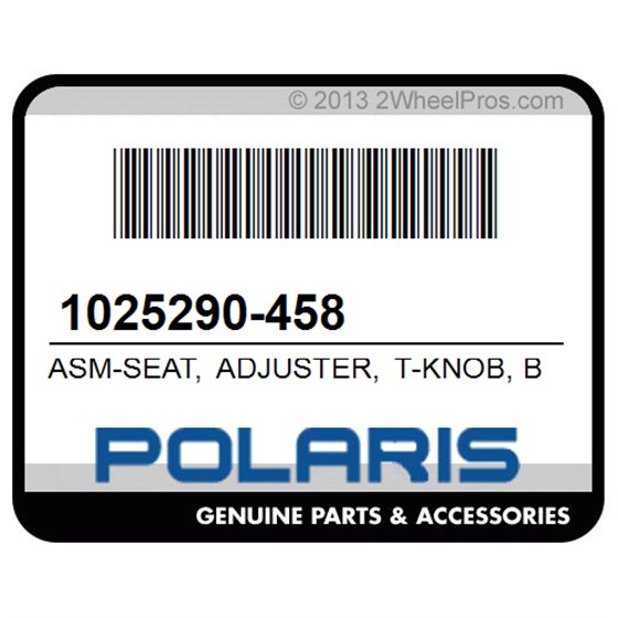 Polaris 1025290-458 Asm-Seat, Adjuster, T-Knob, Blk