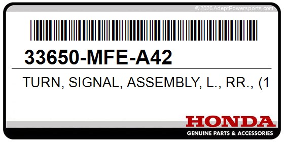 Honda 33650-MFE-A42 Turn, Signal, Assembly, L., Rr., (12V, 21W), (Coo)