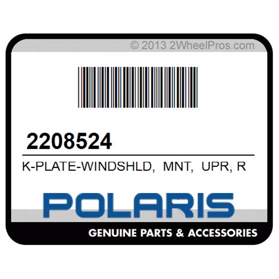 Polaris 2208524 K-Plate-Windshld, Mnt, Upr, Rgr