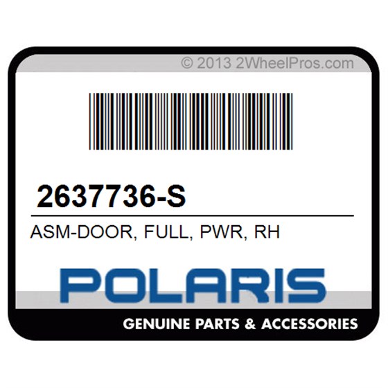 Polaris 2637736-S Asm-Door, Full, Pwr, Rh