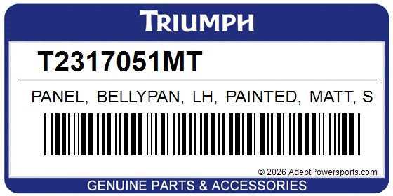 Triumph T2317051MT Panel, Bellypan, Lh, Painted, Matt, Silver, Ice