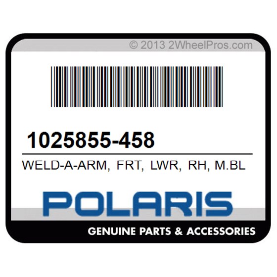 Polaris 1025855-458 Weld-A-Arm, Frt, Lwr, Rh, M.Blk