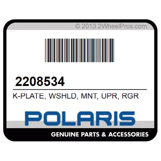 Polaris 2208534 K-Plate, Wshld, Mnt, Upr, Rgr