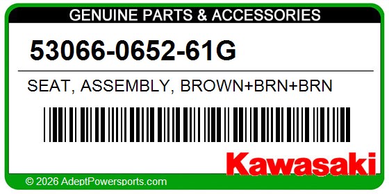 Kawasaki 53066-0652-61G Seat, Assembly, Brown+Brn+Brn