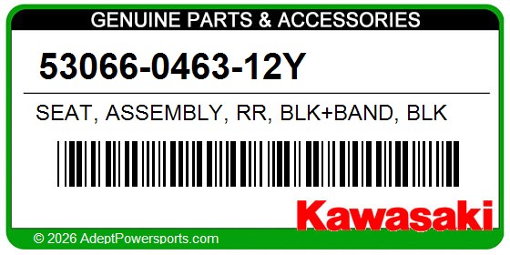 Kawasaki 53066-0463-12Y Seat, Assembly, Rr, Blk+Band, Blk