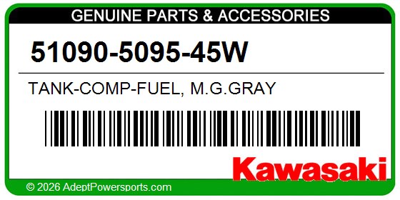Kawasaki 51090-5095-45W Tank-Comp-Fuel, M.G.Gray
