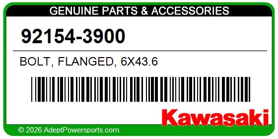 Kawasaki 92154-3900 Bolt, Flanged, 6X43.6