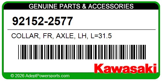 Kawasaki 92152-2577 Collar, Fr, Axle, Lh, L=31.5