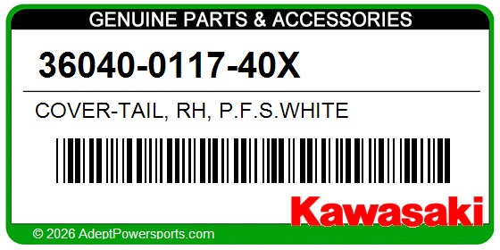 Kawasaki 36040-0117-40X Cover-Tail, Rh, P.F.S.White