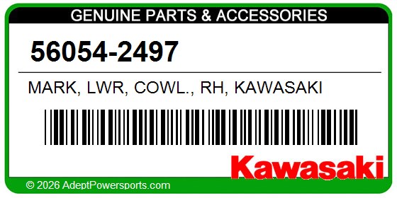 Kawasaki 56054-2497 Mark, Lwr, Cowl., Rh, Kawasaki