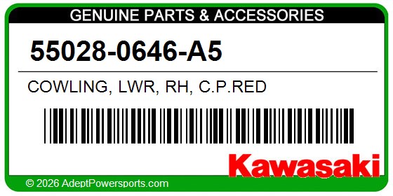 Kawasaki 55028-0646-A5 Cowling, Lwr, Rh, C.P.Red