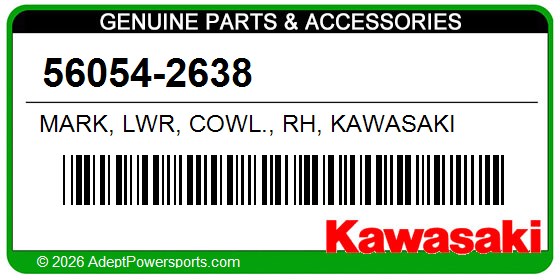 Kawasaki 56054-2638 Mark, Lwr, Cowl., Rh, Kawasaki