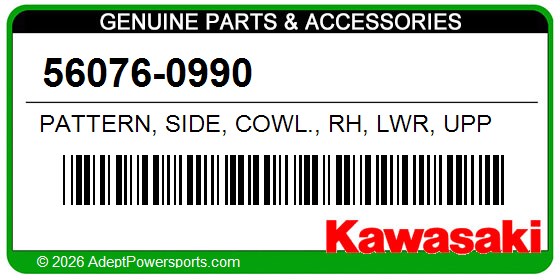 Kawasaki 56076-0990 Pattern, Side, Cowl., Rh, Lwr, Upp