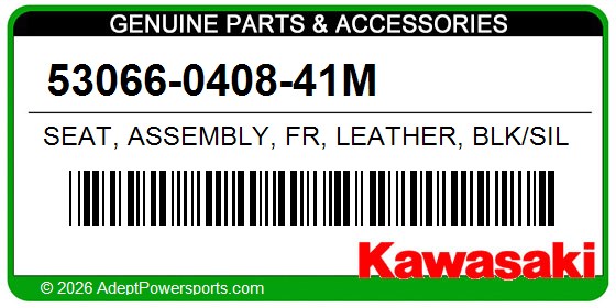 Kawasaki 53066-0408-41M Seat, Assembly, Fr, Leather, Blk/Sil