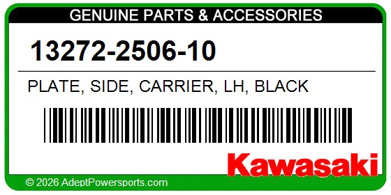 Kawasaki 13272-2506-10 Plate, Side, Carrier, Lh, Black
