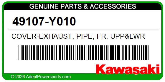 Kawasaki 49107-Y010 Cover-Exhaust, Pipe, Fr, Upp&Lwr