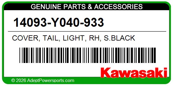 Kawasaki 14093-Y040-933 Cover, Tail, Light, Rh, S.Black