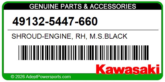 Kawasaki 49132-5447-660 Shroud-Engine, Rh, M.S.Black