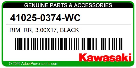 Kawasaki 41025-0374-WC Rim, Rr, 3.00X17, Black