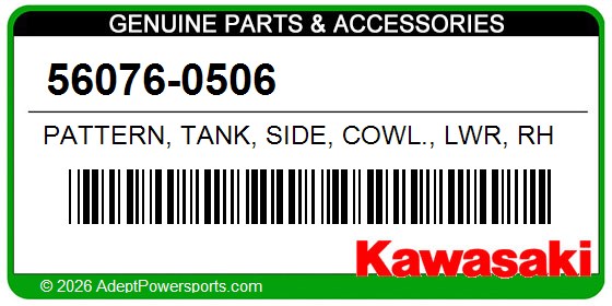 Kawasaki 56076-0506 Pattern, Tank, Side, Cowl., Lwr, Rh