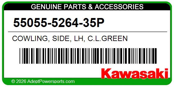 Kawasaki 55055-5264-35P Cowling, Side, Lh, C.L.Green