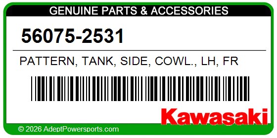 Kawasaki 56075-2531 Pattern, Tank, Side, Cowl., Lh, Fr