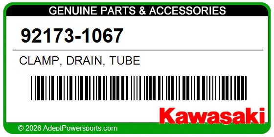 Kawasaki 92173-1067 Clamp, Drain, Tube